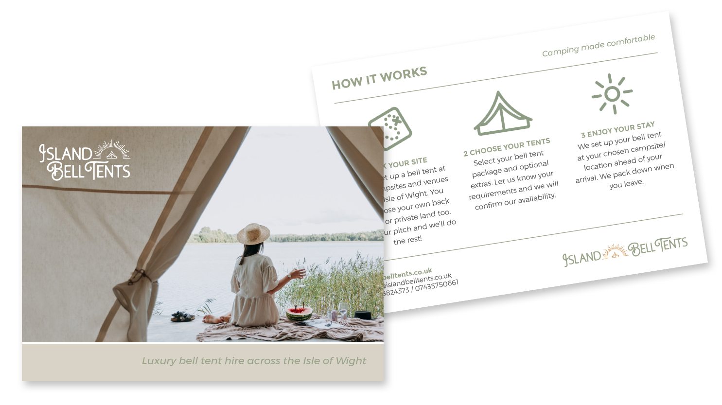 Leaflet design for Island Bell Tents, based on the Isle of Wight