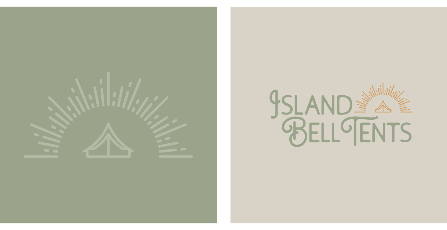 Social media graphics designed for Island Bell Tents, based on the Isle of Wight